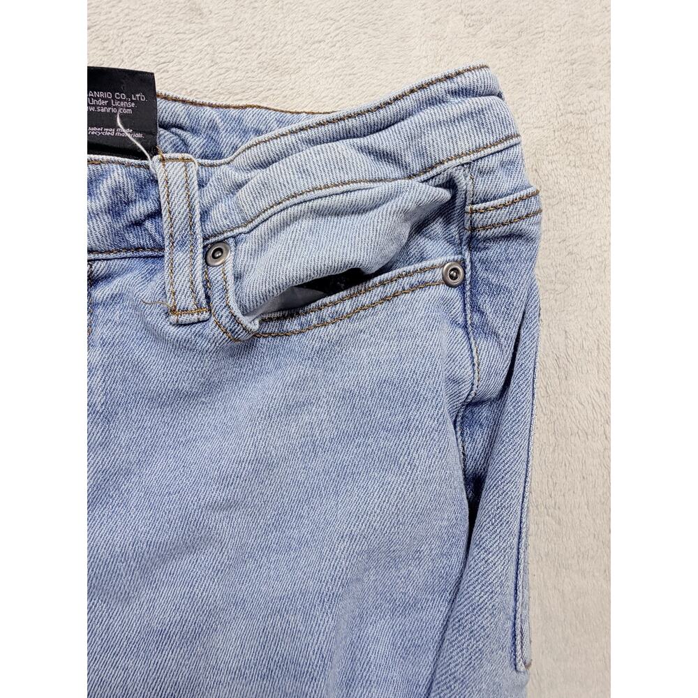 Sanrio Kuromi Wide Leg Jeans Light Wash Embroidered Graphic Women 30" Waist - Picture 12 of 13